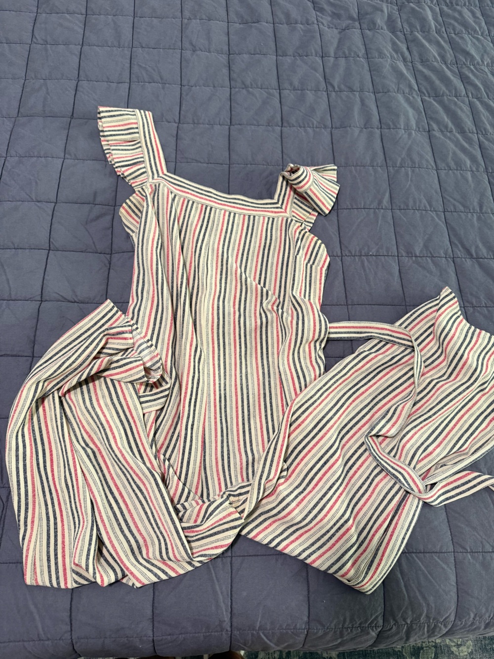 Monteau Navy, Red & White Striped Button-Up Shirt